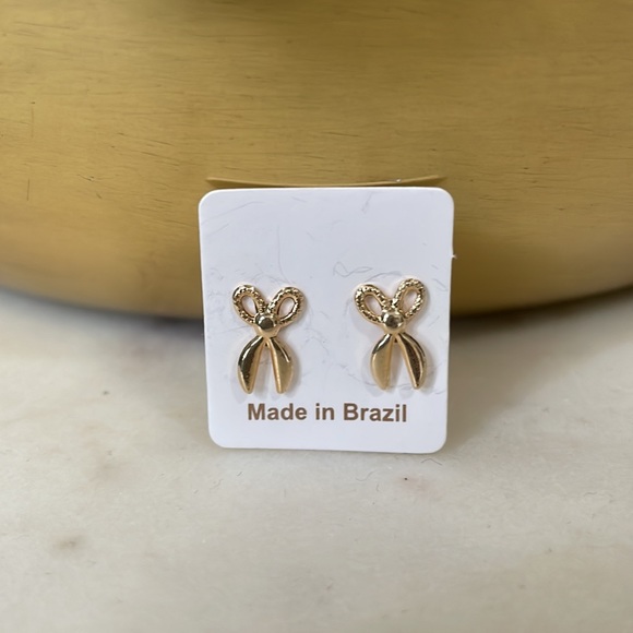 Gold Plated Scissors Minimalist Studs— New! - Picture 4 of 4